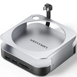 Vention THIHAG Docking Station para Mac Mini, USB-C 10 en 1 con Ranura SSD M.2 NVMe, 4xUSB 3.2, DisplayPort 4K, Lector Tarjetas SD/TF y Jack Audio 3.5mm
